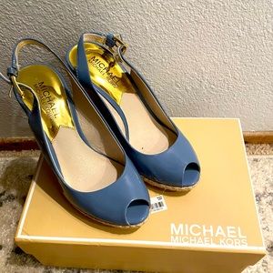 Michael Kors blue wedge shoes size 5